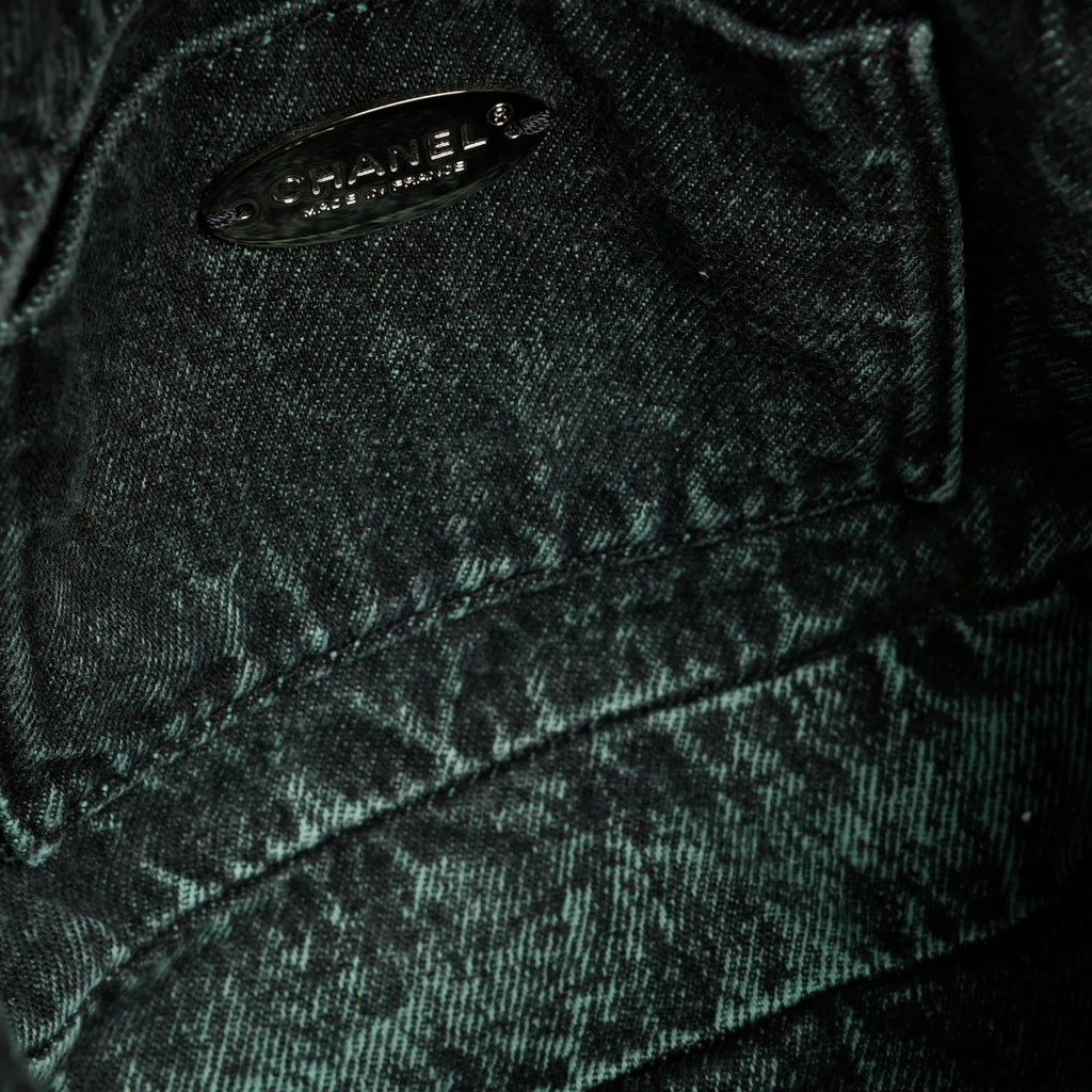 Small Denimpression Flap, Green Denim