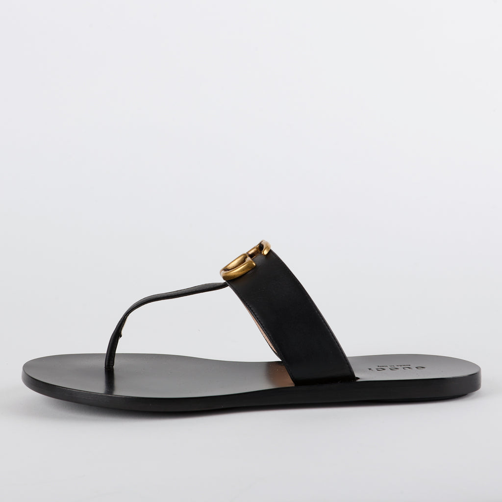 Gold GG Sandals, Black (Size 36.5)