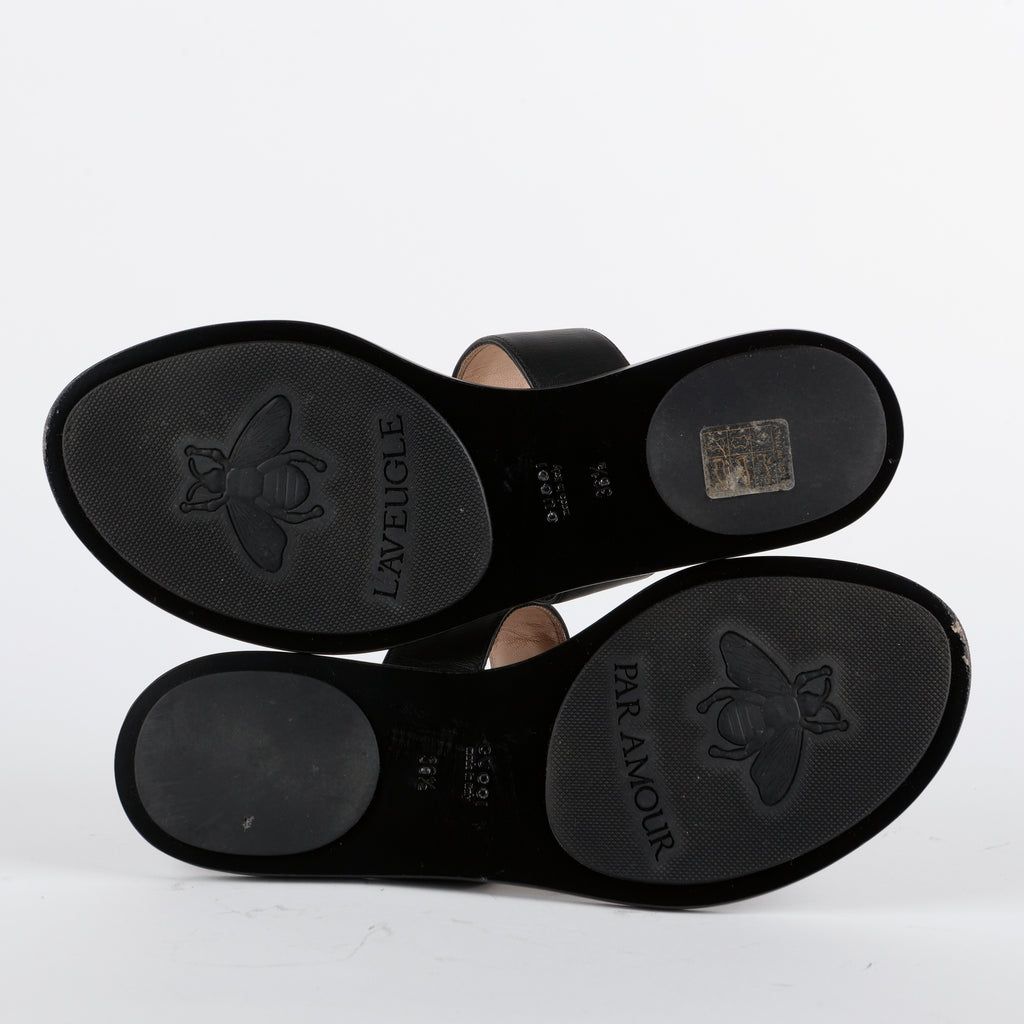 Gold GG Sandals, Black (Size 36.5)