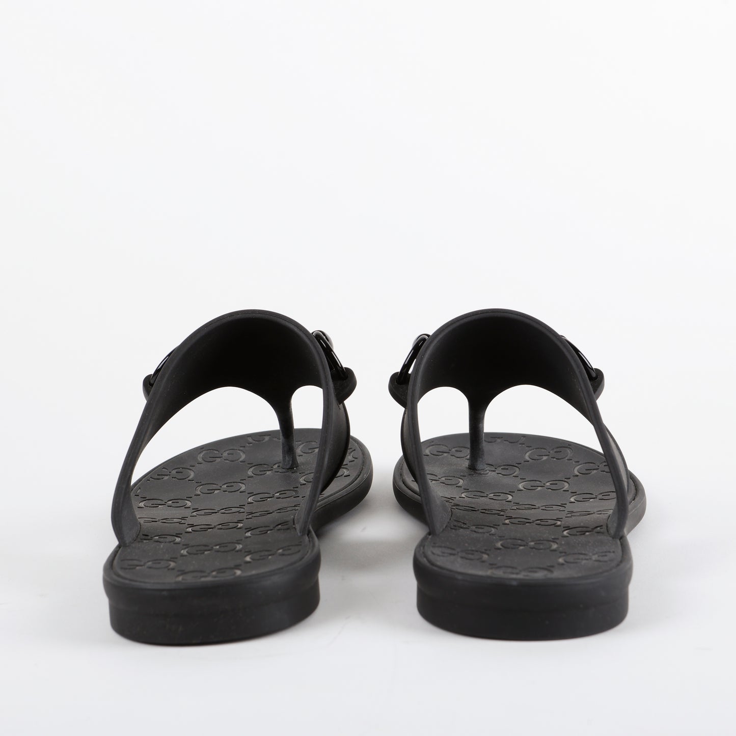 Horsebit Rubber Slides, Black