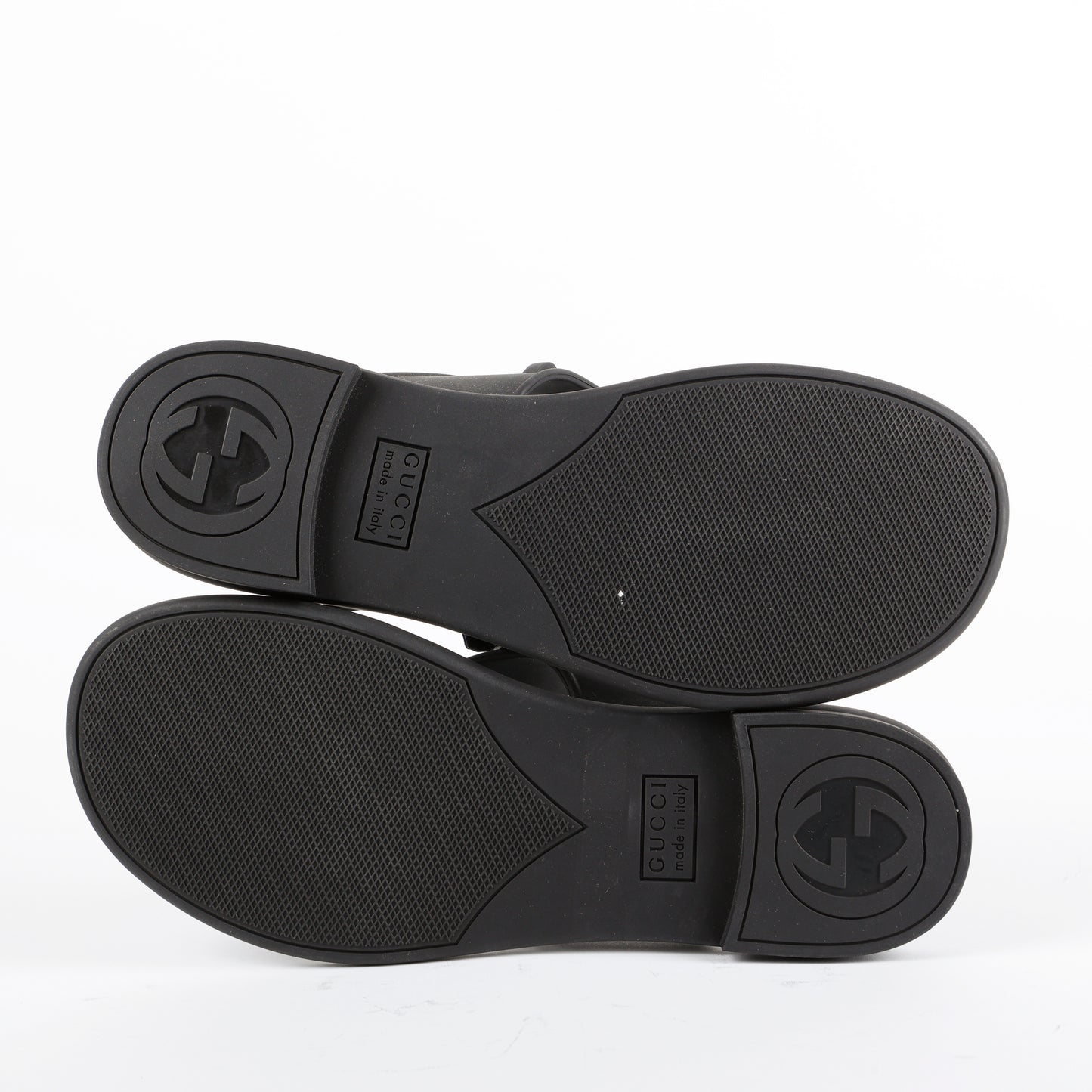 Horsebit Rubber Slides, Black