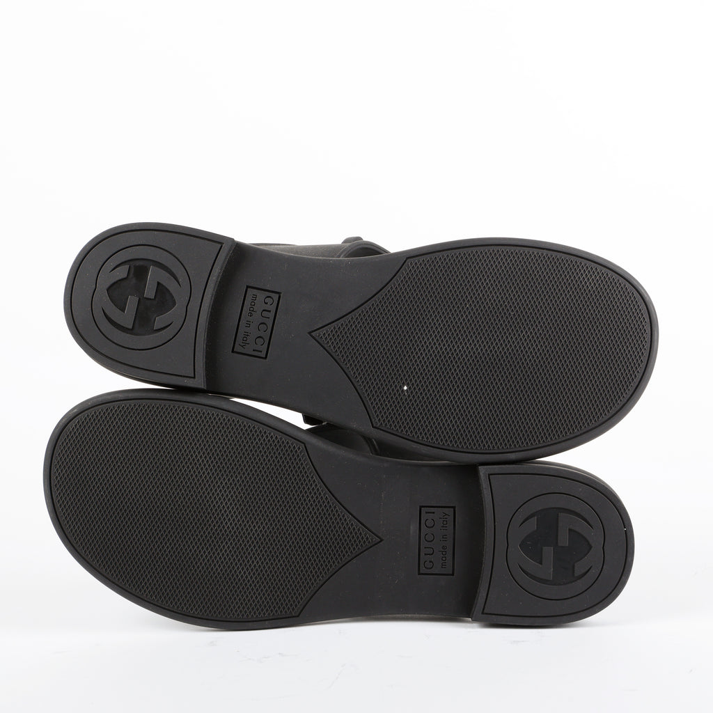 Horsebit Rubber Slides, Black