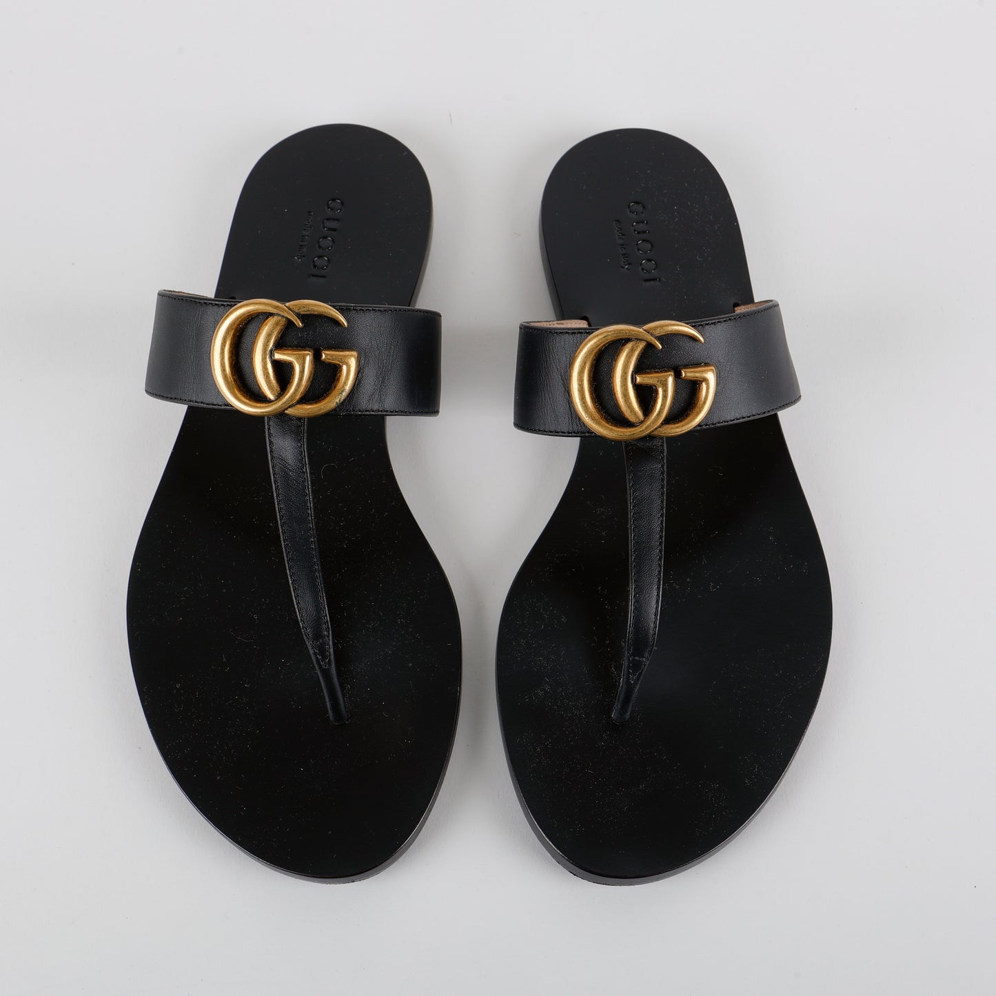 Gold GG Sandals, Black (Size 36.5)