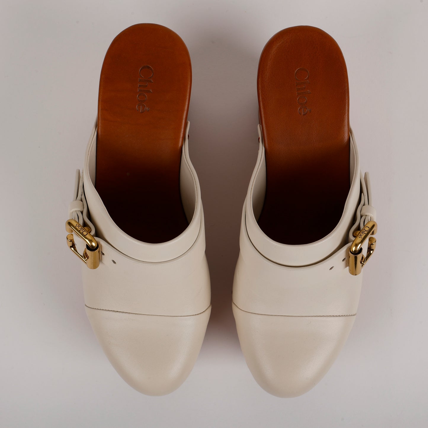 Jeannette Studded Leather Clogs, Egg Shell (39)