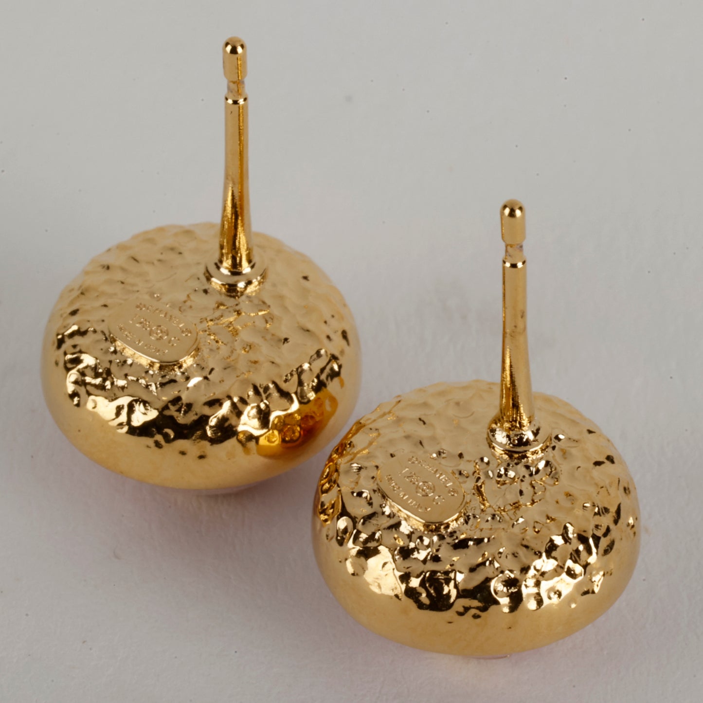 Pink CC Stud Button Earrings