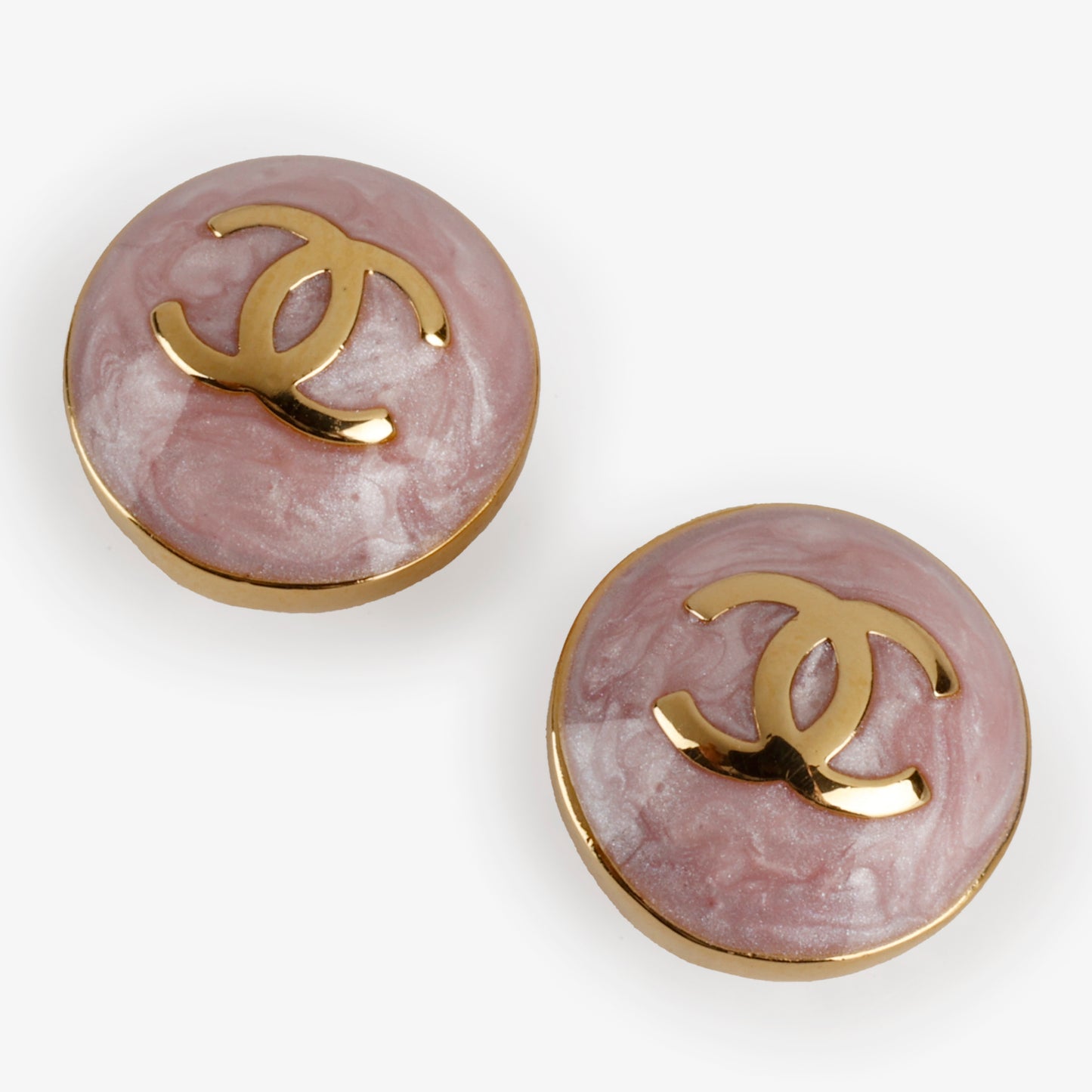 Pink CC Stud Button Earrings