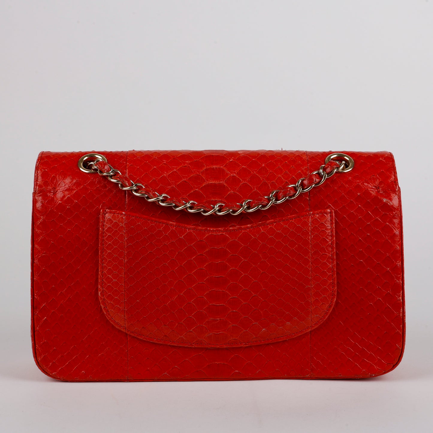 Medium Double Flap, Red Python Gold Hardware