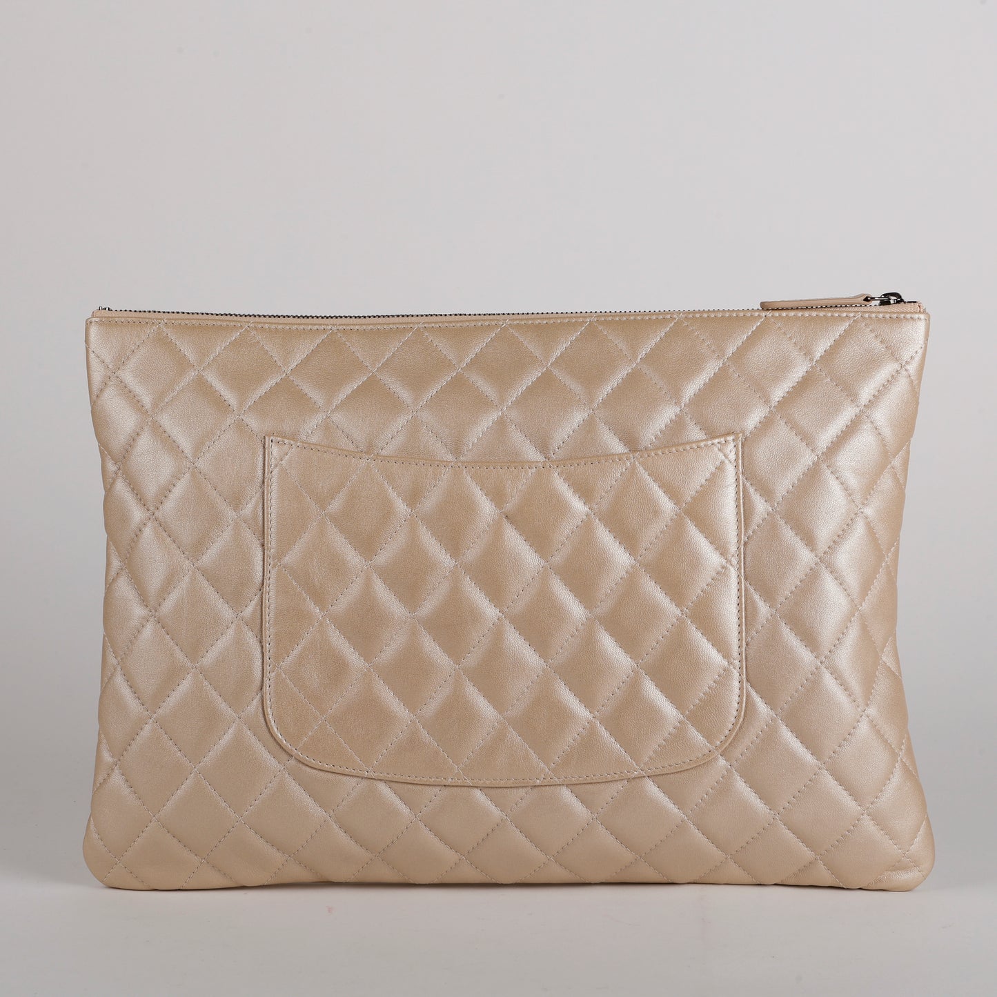 Large O Case Lambskin, Iridescent Beige