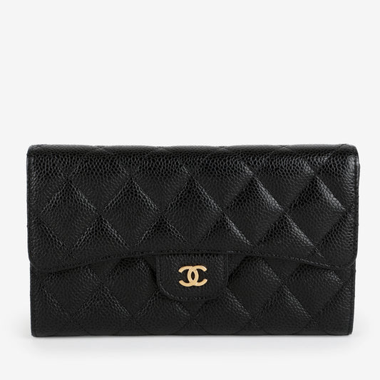 Trifold Wallet Caviar, Black 12364