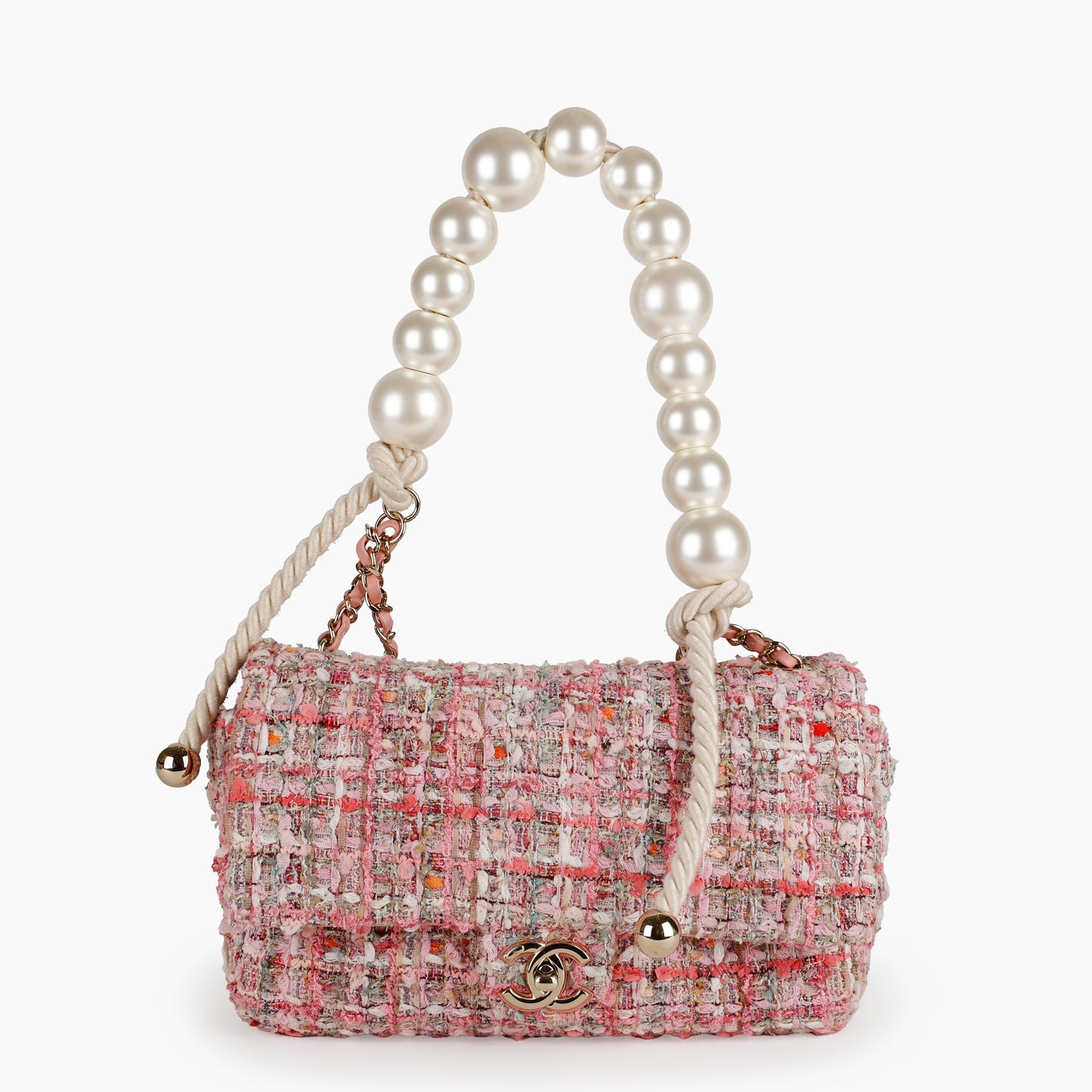 Pearl Tweed Flap, Pink