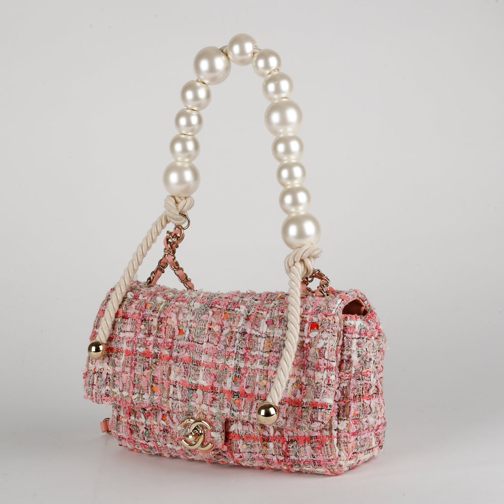 Pearl Tweed Flap, Pink