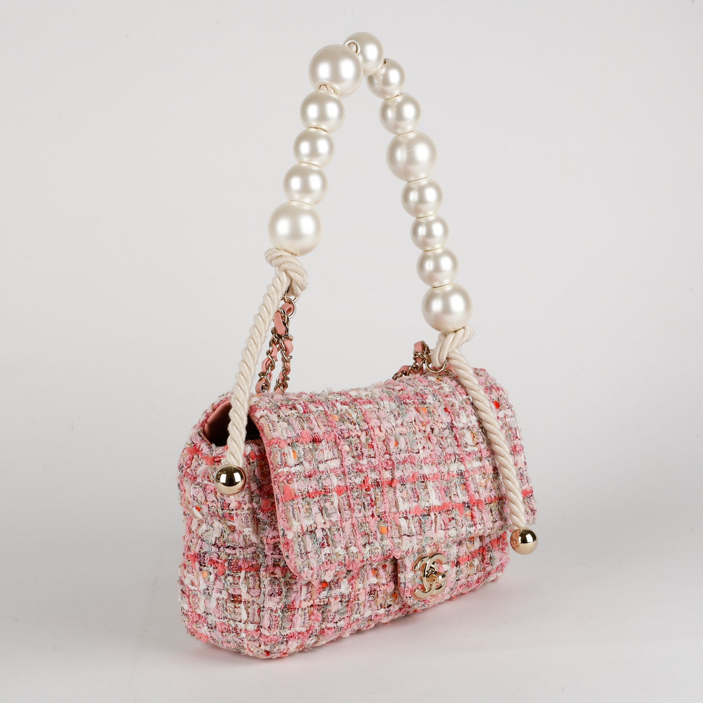 Pearl Tweed Flap, Pink