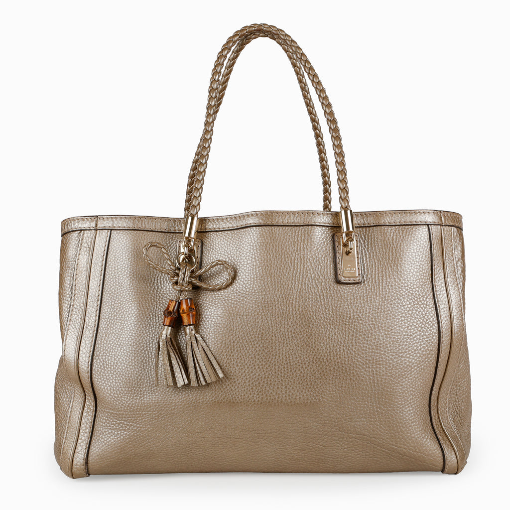 Medium Bella Tote, Metallic Gold Calfskin
