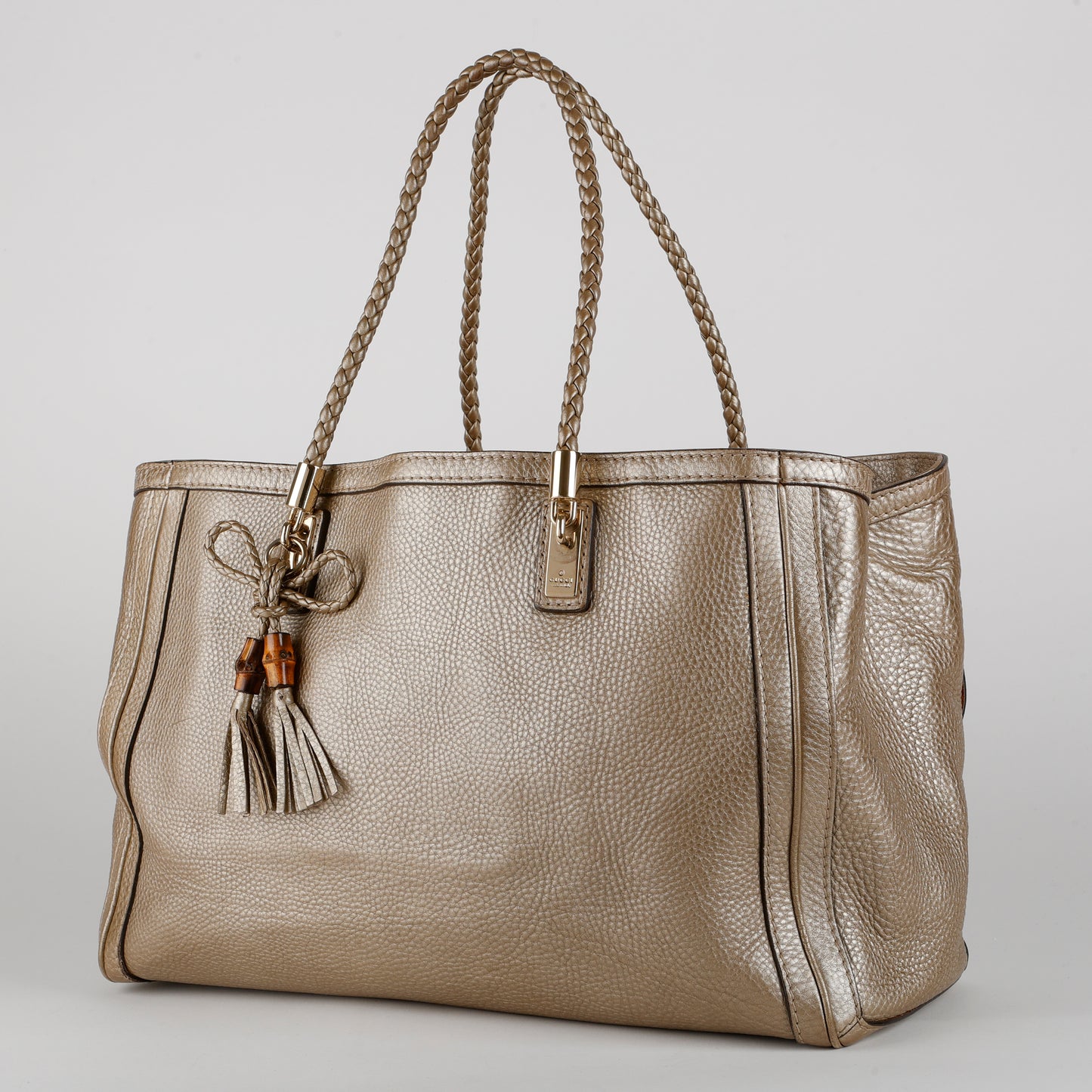 Medium Bella Tote, Metallic Gold Calfskin