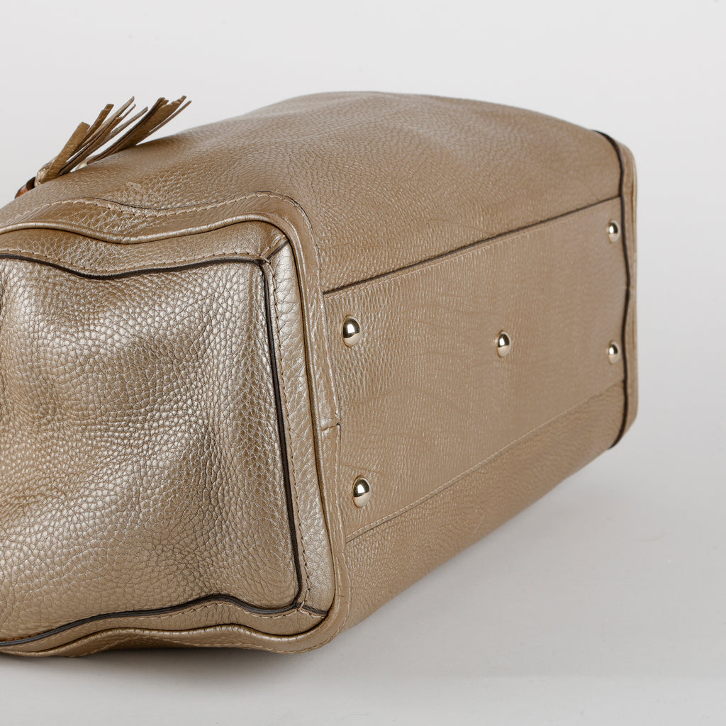 Medium Bella Tote, Metallic Gold Calfskin