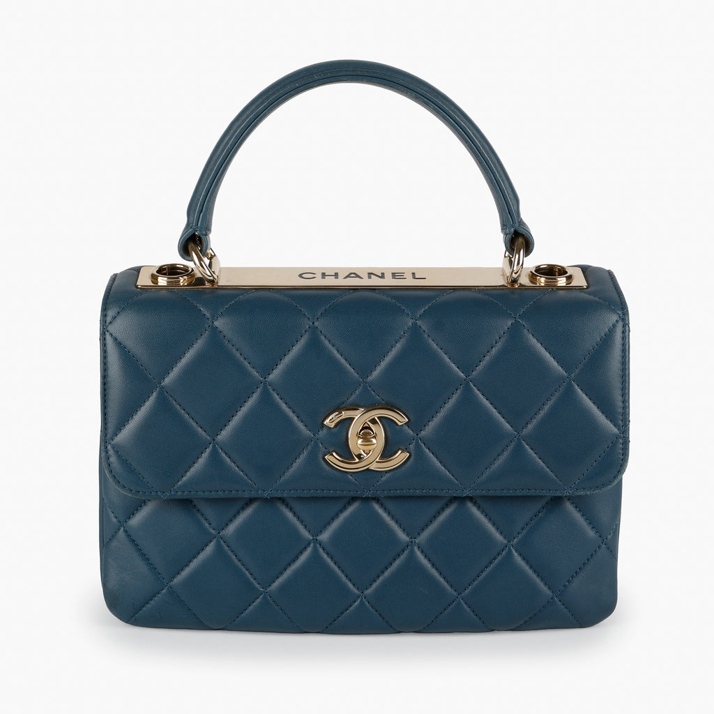 Medium Trendy Lambskin Blue Gold Hardware