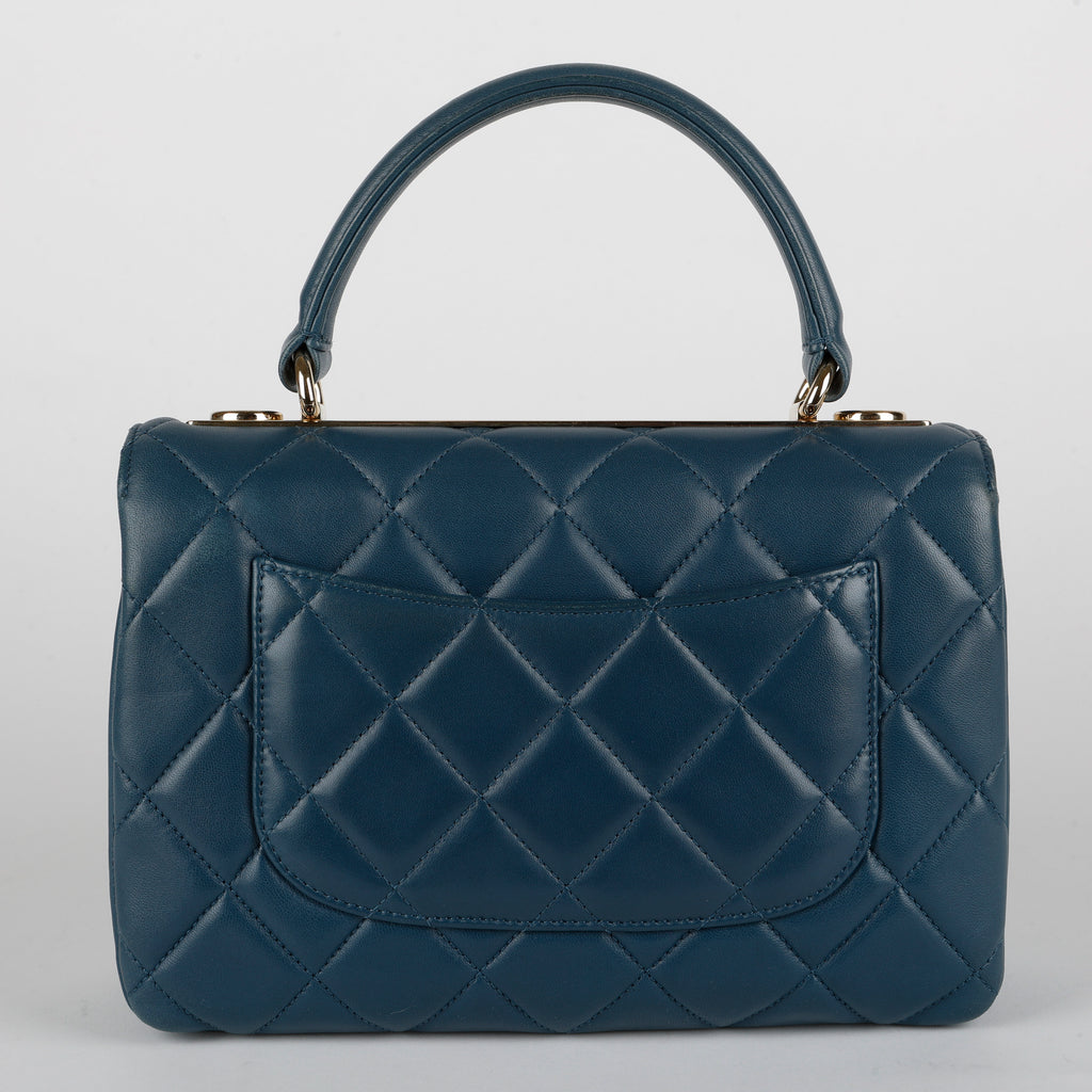 Medium Trendy Lambskin Blue Gold Hardware