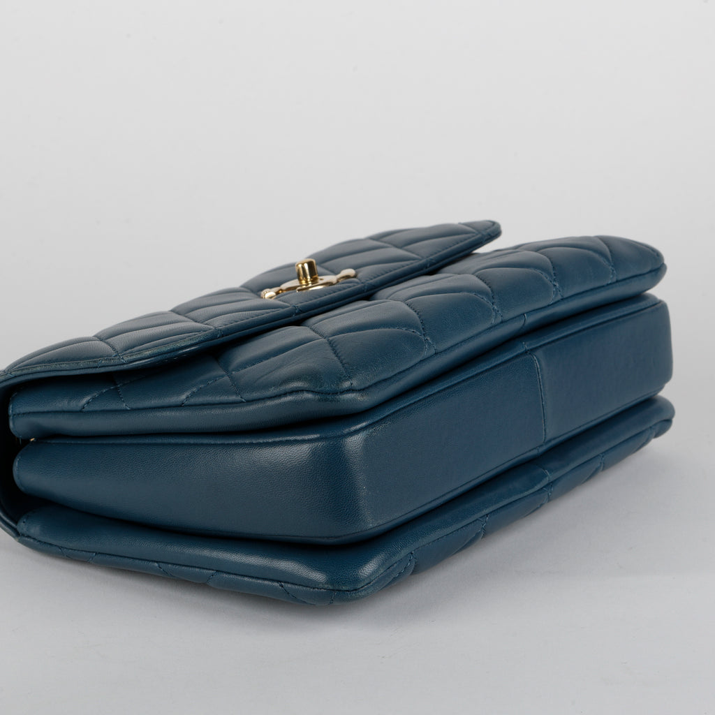 Medium Trendy Lambskin Blue Gold Hardware