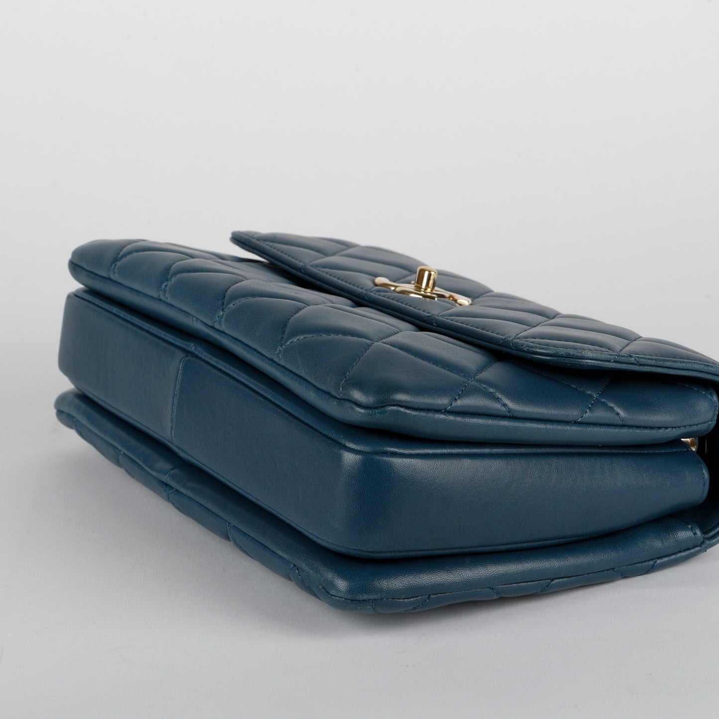 Medium Trendy Lambskin Blue Gold Hardware