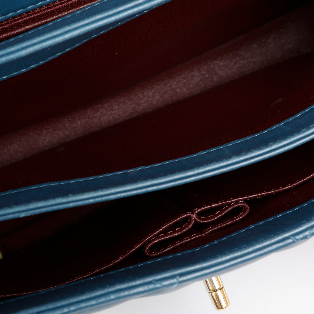 Medium Trendy Lambskin Blue Gold Hardware