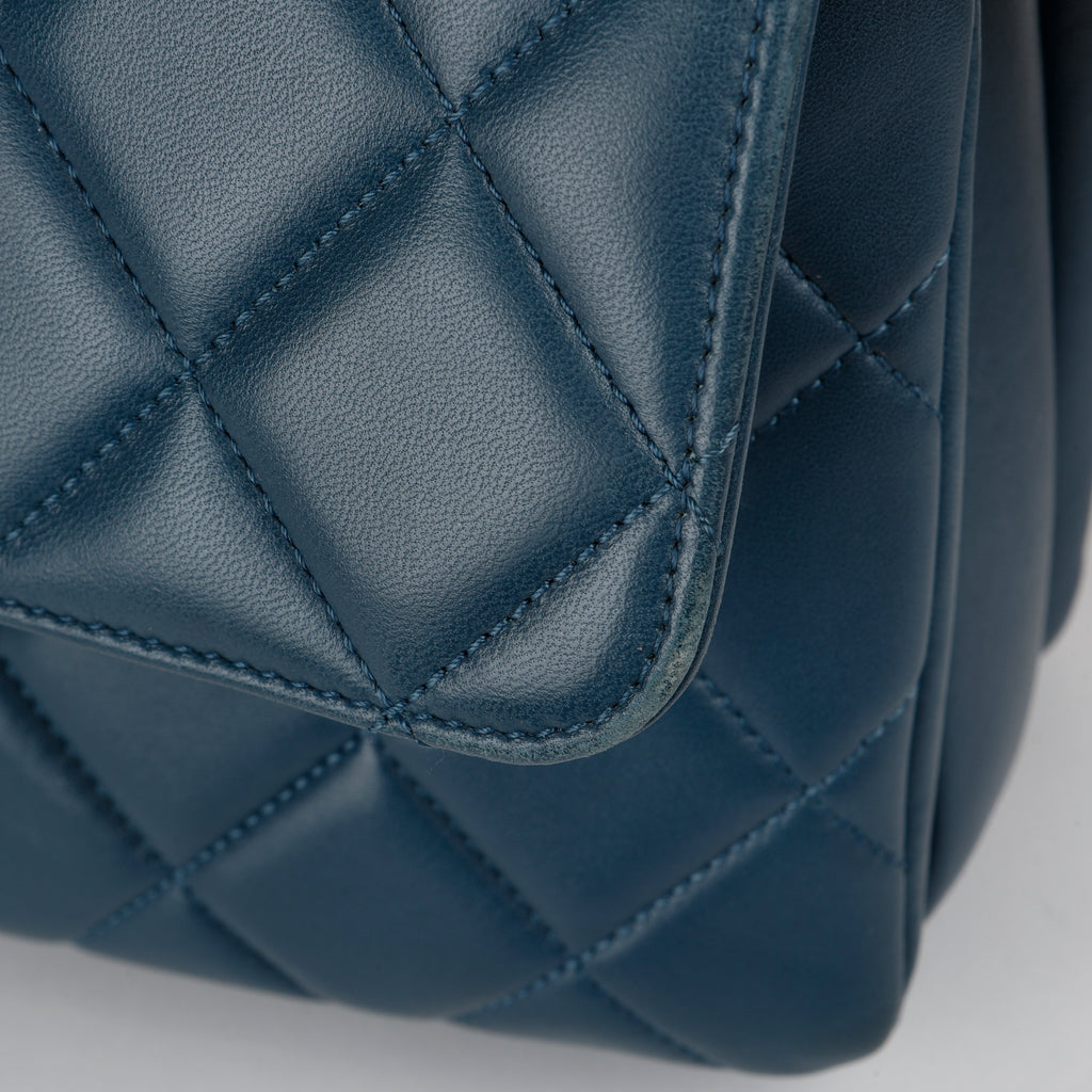 Medium Trendy Lambskin Blue Gold Hardware