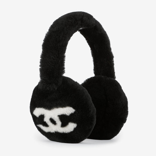 Earmuffs Shearling Black White