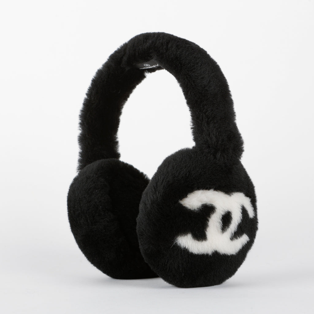 Earmuffs Shearling Black White