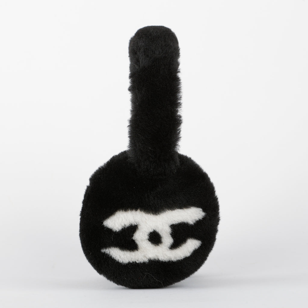 Earmuffs Shearling Black White