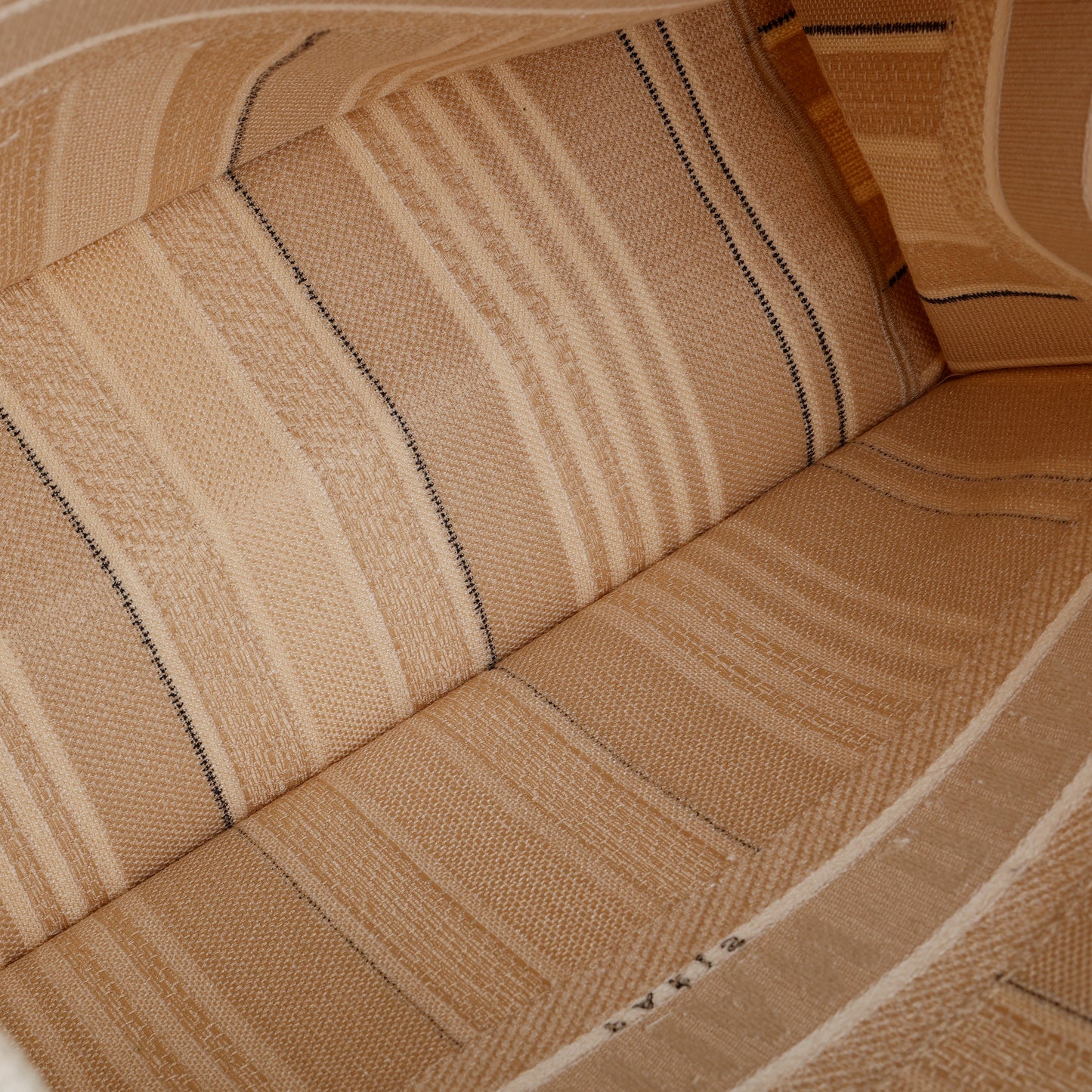 Large Book Tote, Beige Stripes