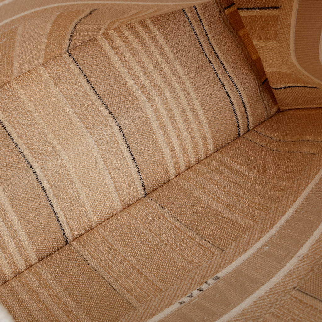 Large Book Tote, Beige Stripes