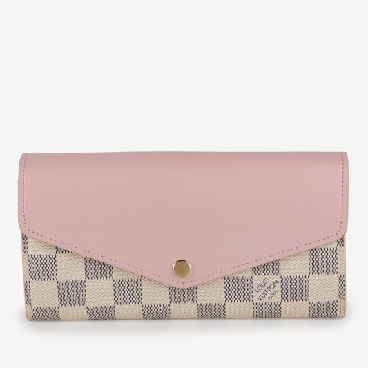 Sarah Wallet, Damier Azur Rose Ballerine