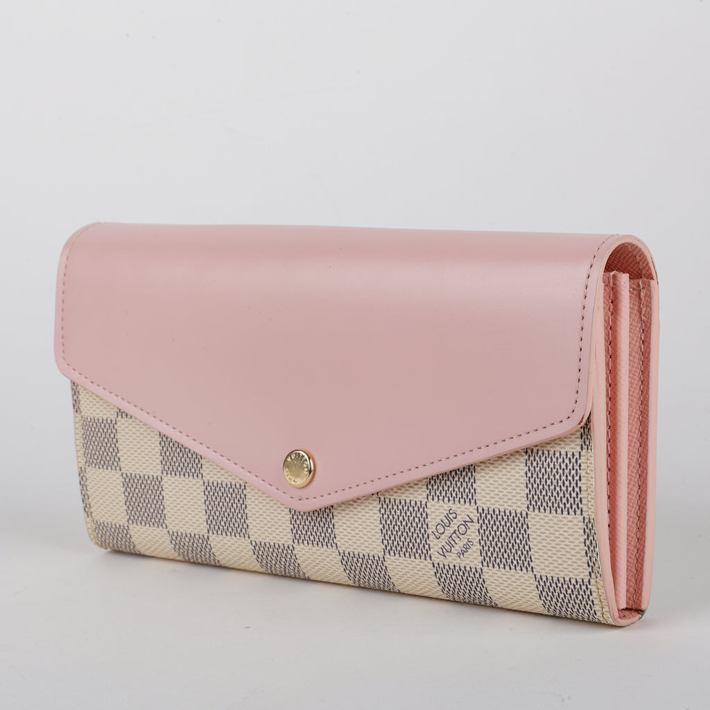Sarah Wallet, Damier Azur Rose Ballerine
