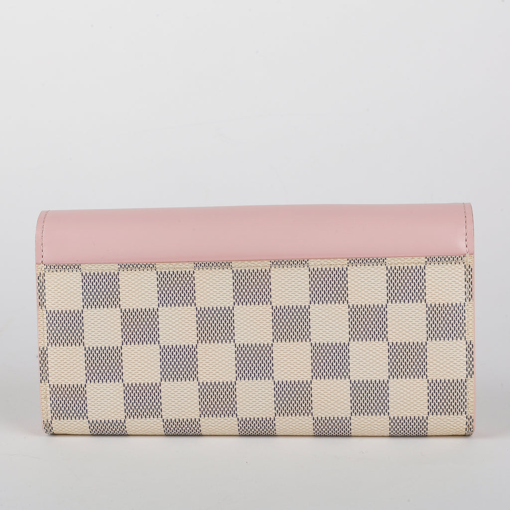 Sarah Wallet, Damier Azur Rose Ballerine