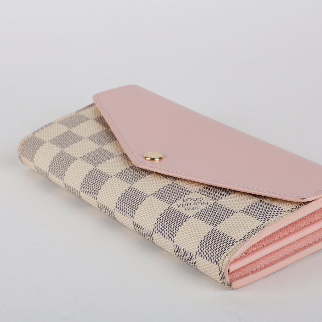 Sarah Wallet, Damier Azur Rose Ballerine