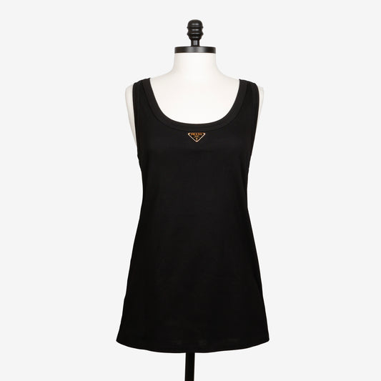 Ribbed Knit Black Tank | Women's Size 48