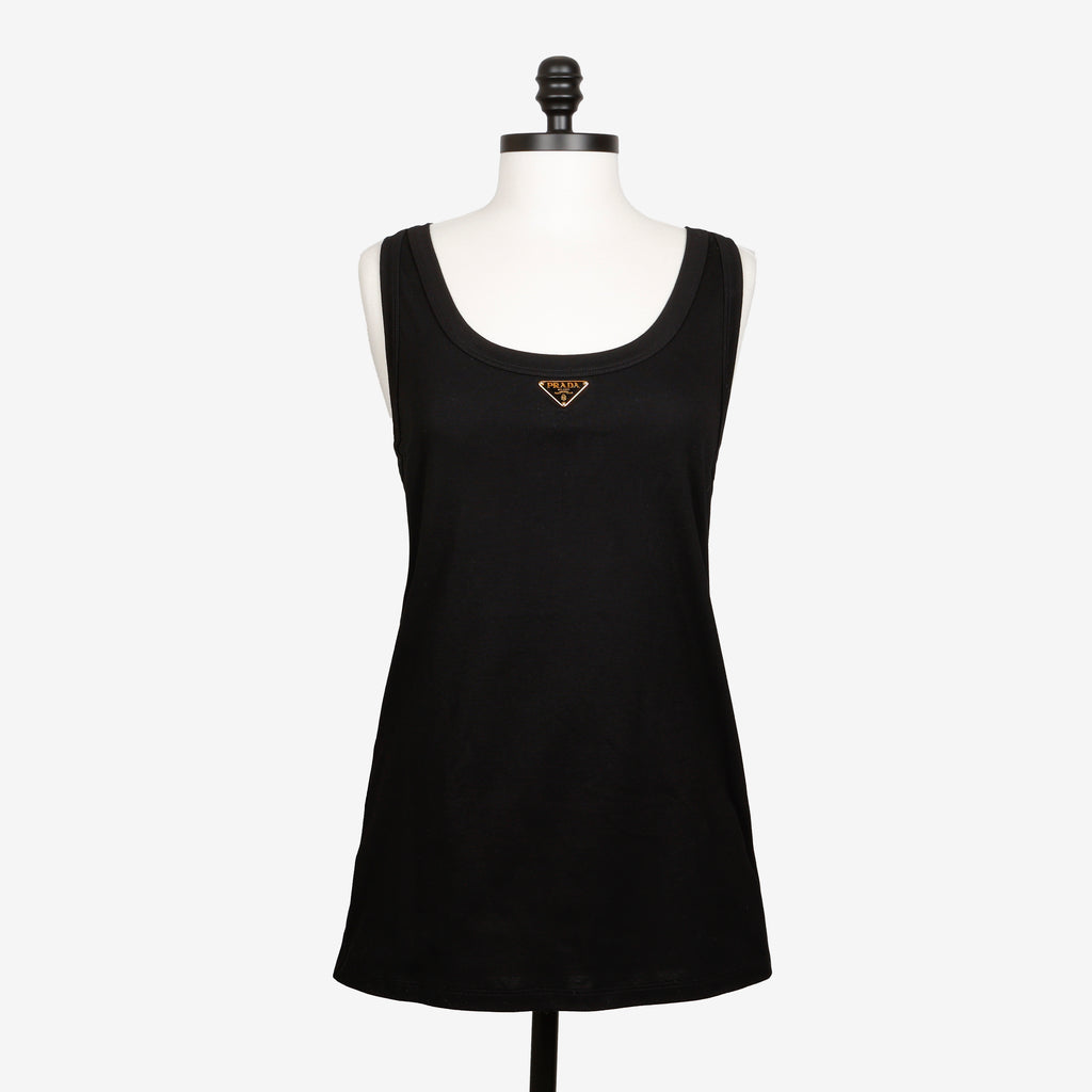 Ribbed Knit Black Tank | Women's Size 48