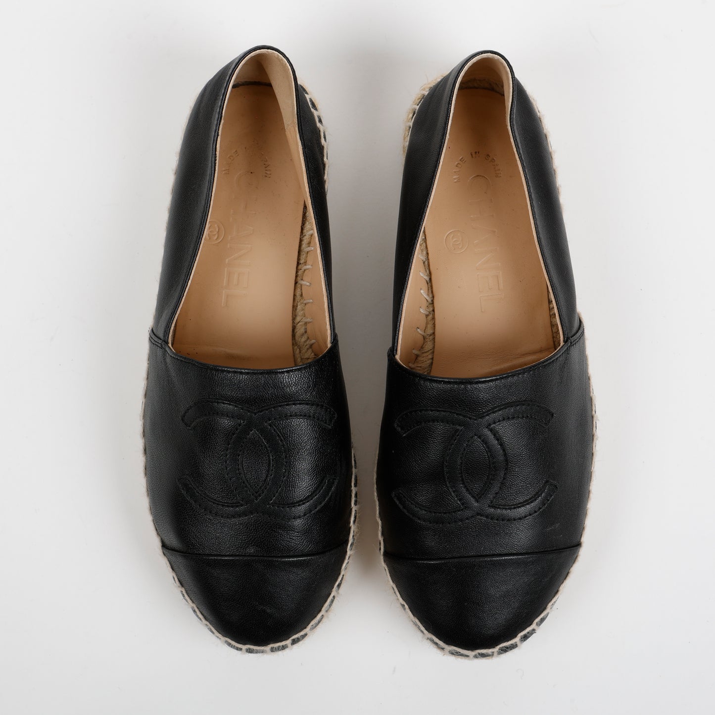 Black Lambskin Espadrilles Flats