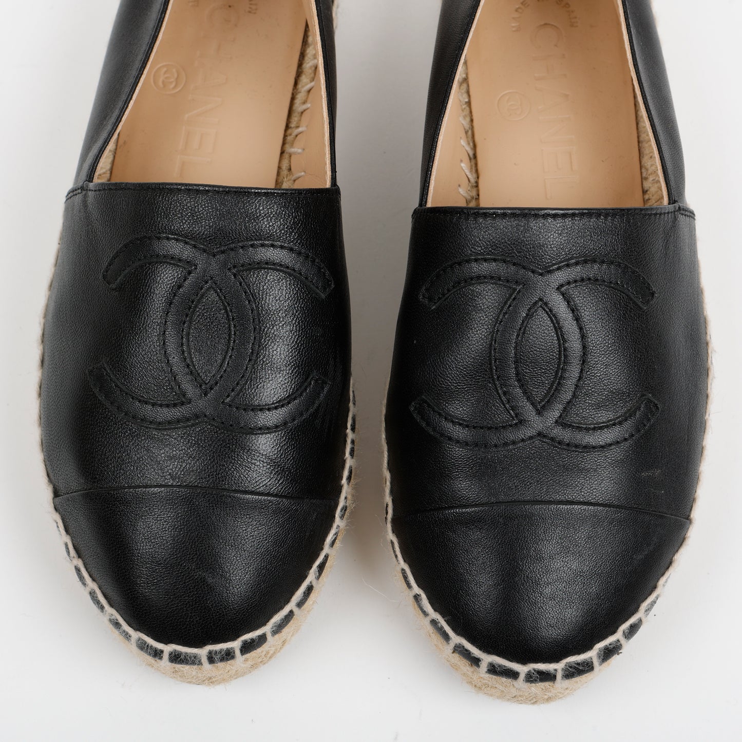 Black Lambskin Espadrilles Flats
