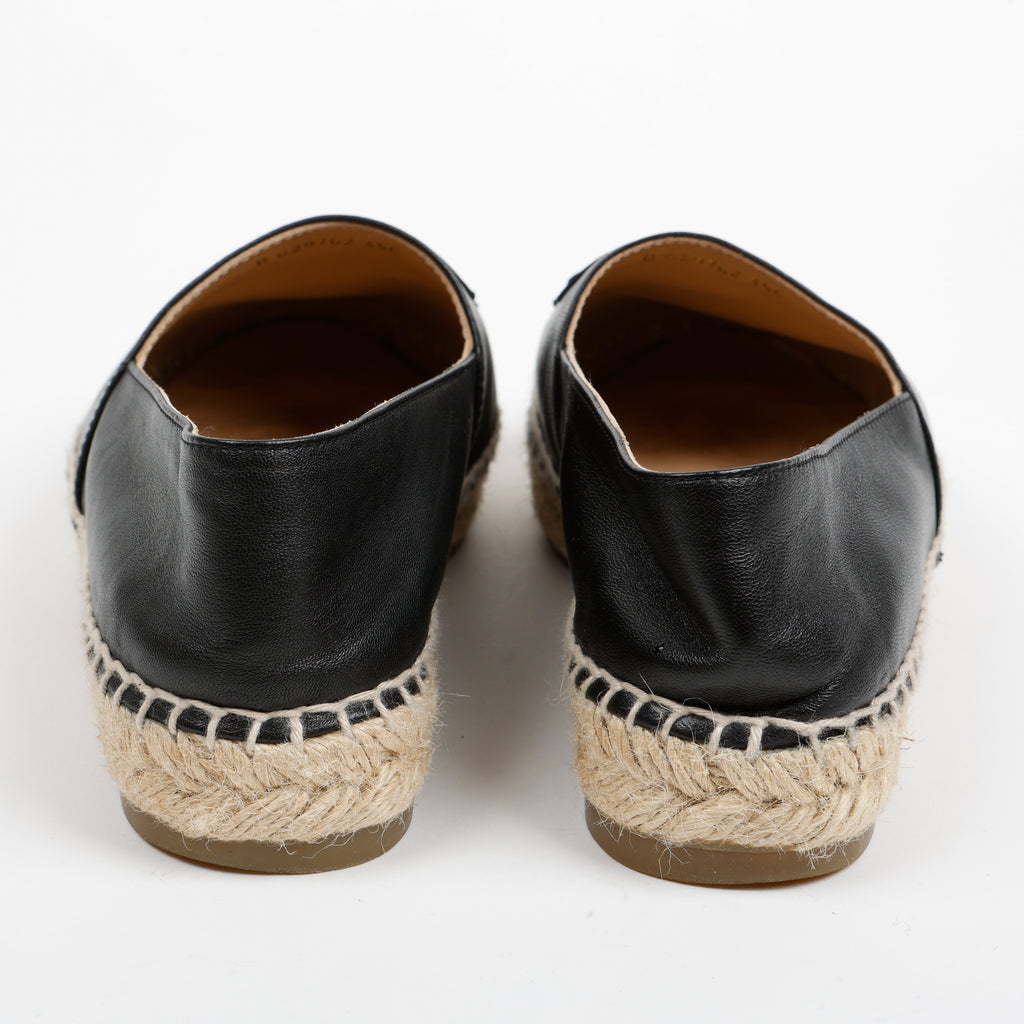 Black Lambskin Espadrilles Flats