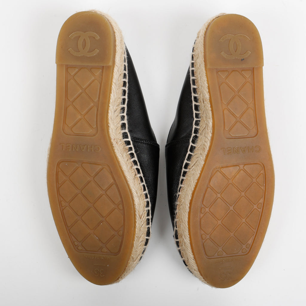 Black Lambskin Espadrilles Flats