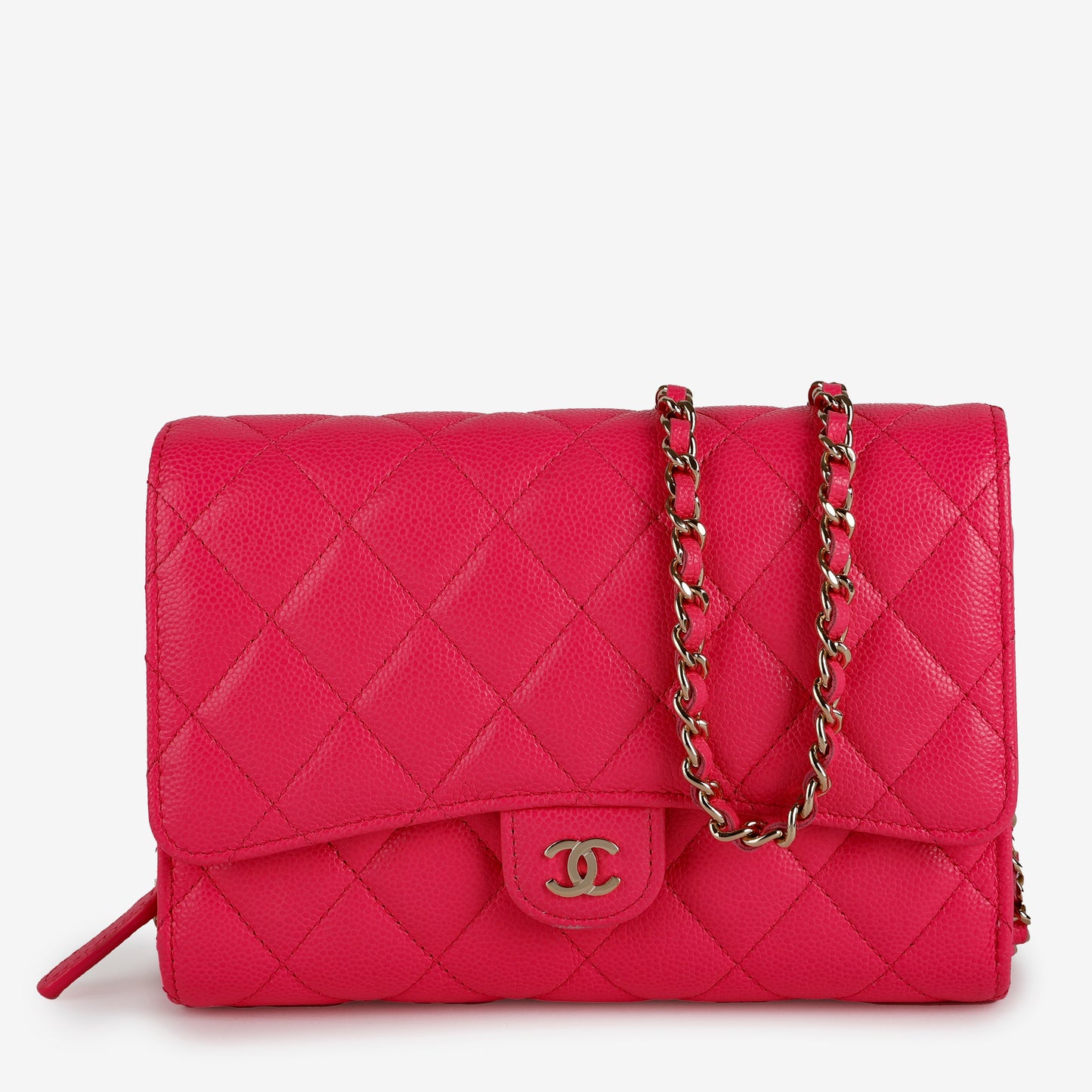 Pink Caviar Trifold Clutch Wallet On Chain