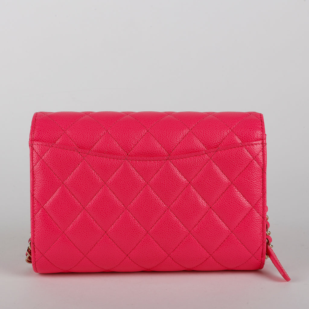 Pink Caviar Trifold Clutch Wallet On Chain