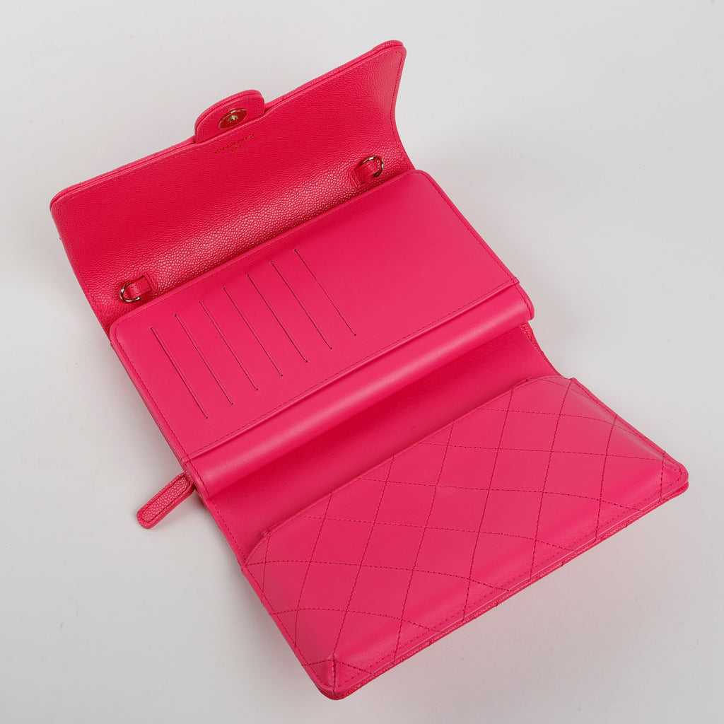 Pink Caviar Trifold Clutch Wallet On Chain