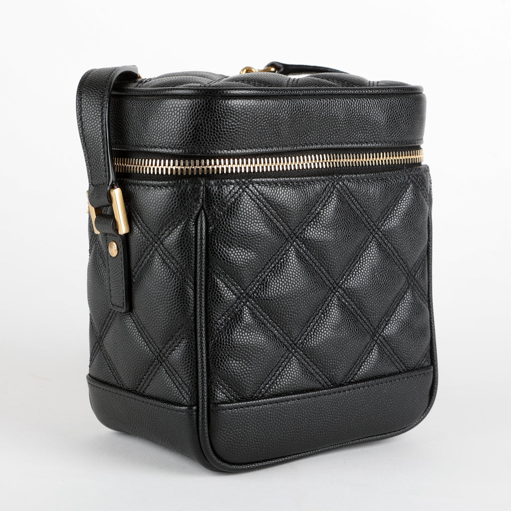 80's Vanity Bag, Black Grain de Poudre