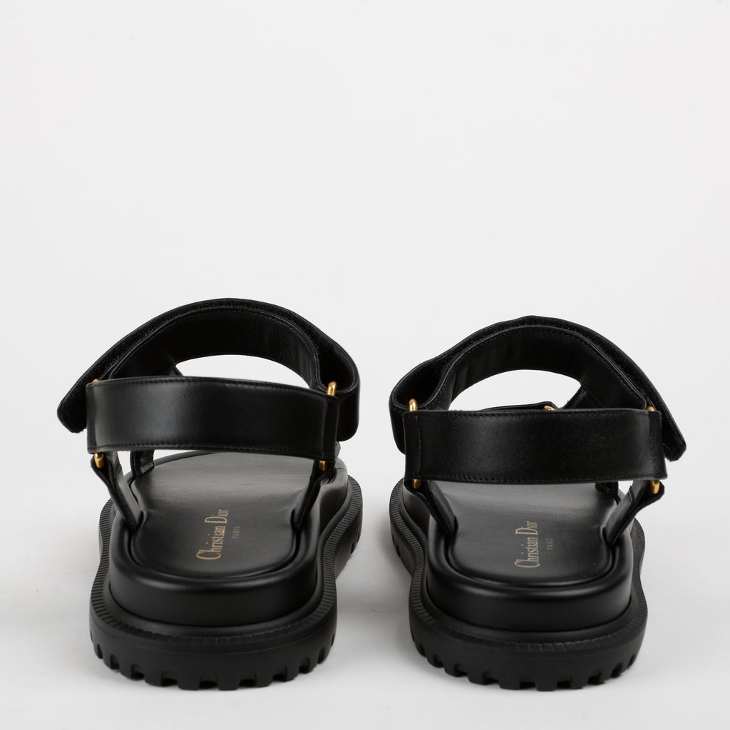 Black Lambskin Dad Sandals Size 37