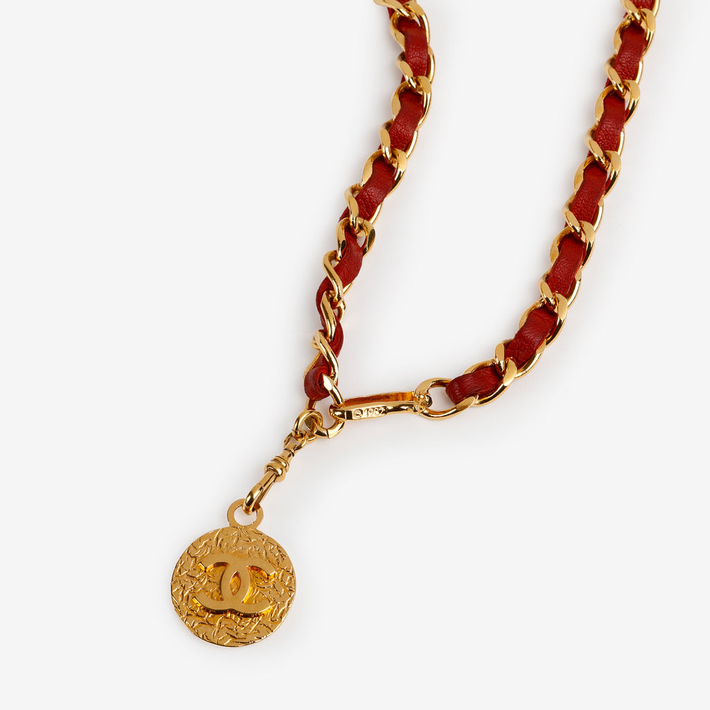 Vintage Burgundy Lambskin Chain Belt