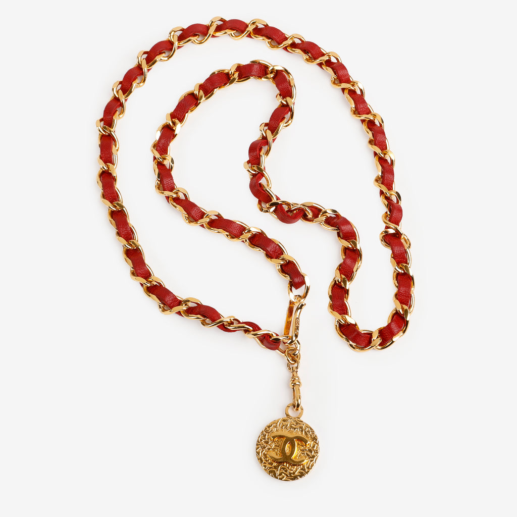 Vintage Burgundy Lambskin Chain Belt