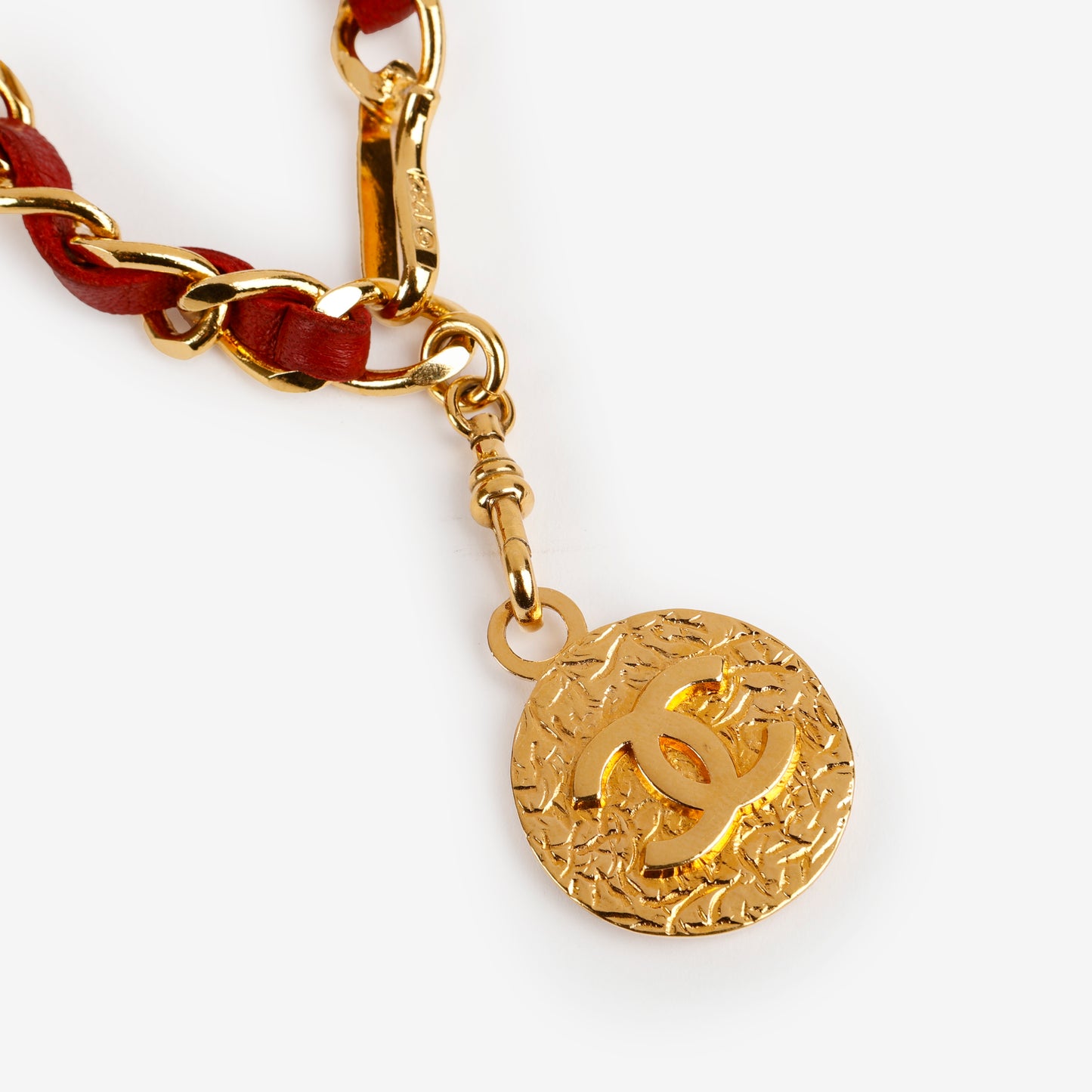 Vintage Burgundy Lambskin Chain Belt