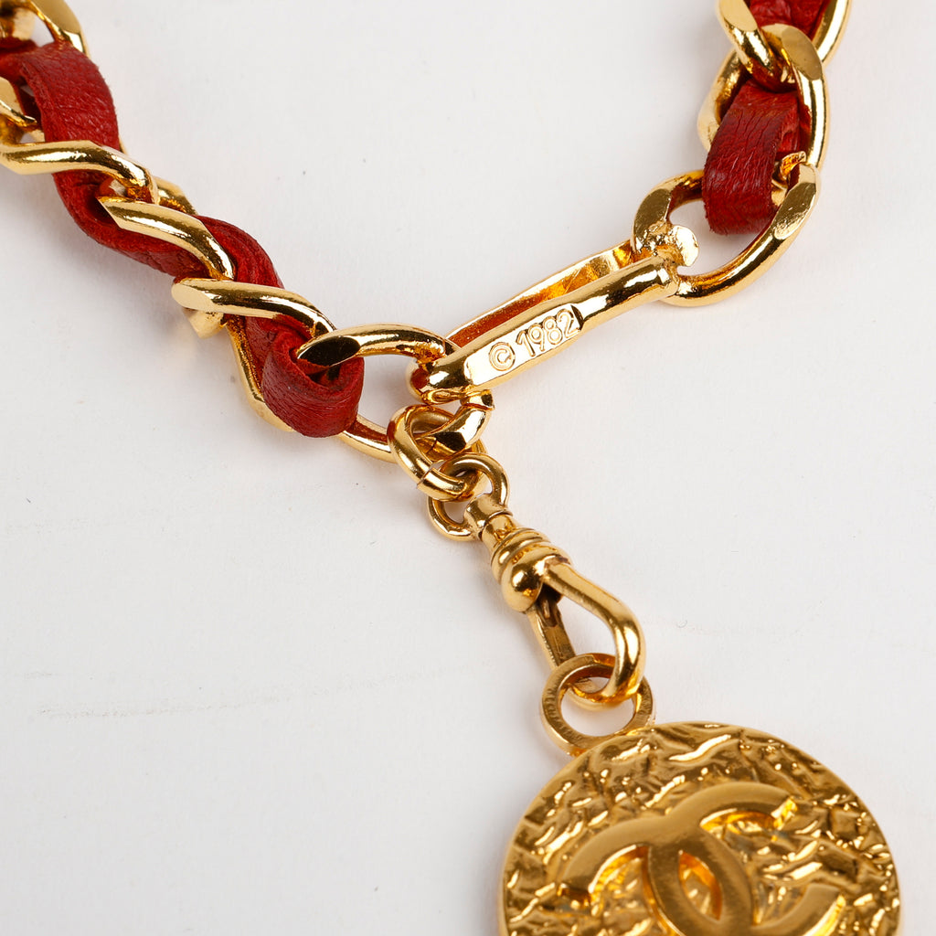 Vintage Burgundy Lambskin Chain Belt