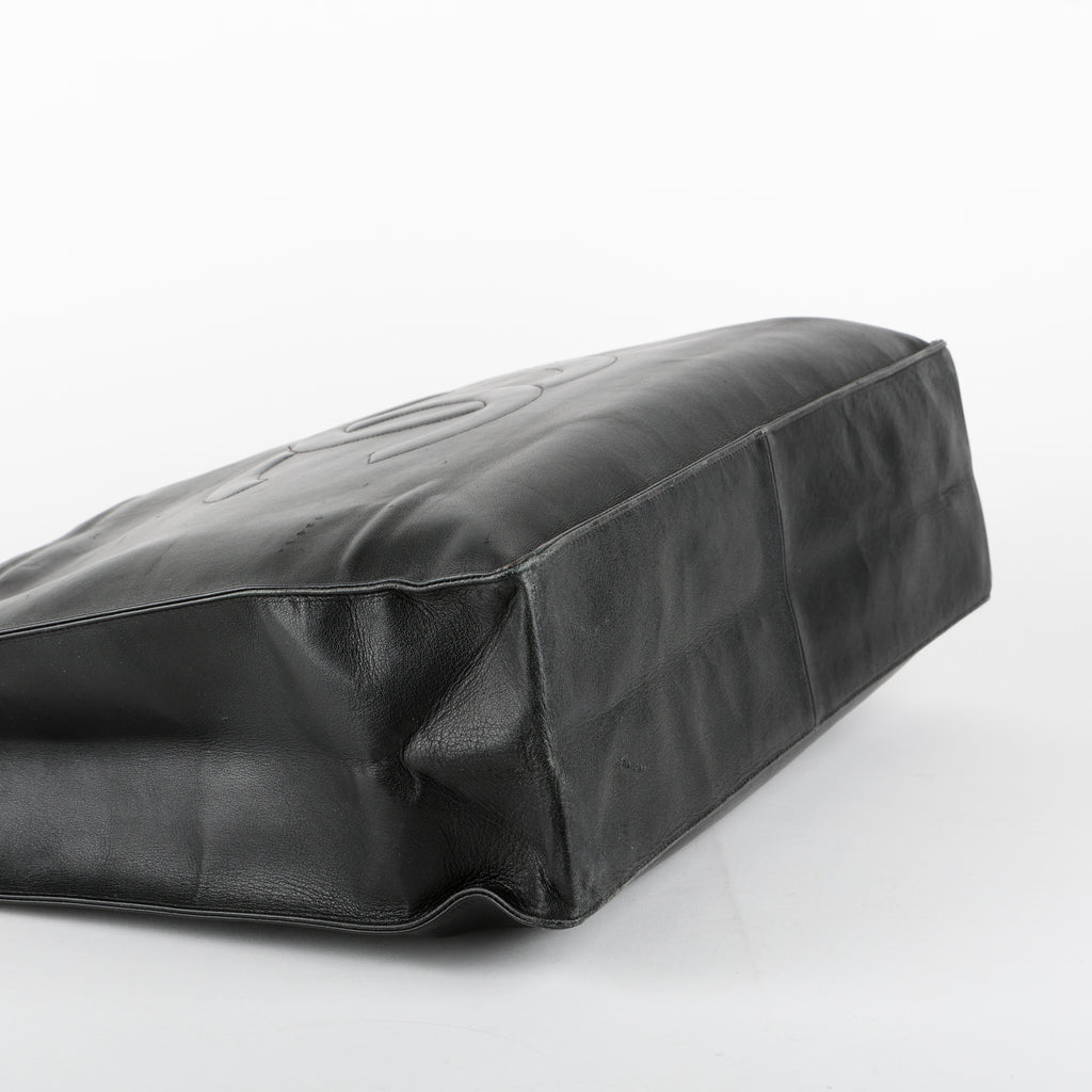 XL Chain Tote, Black Lambskin